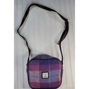 Glen Appin Harris Tweed Purple Mini Crossbody Bag Purse Tartan Plaid Blue Wool